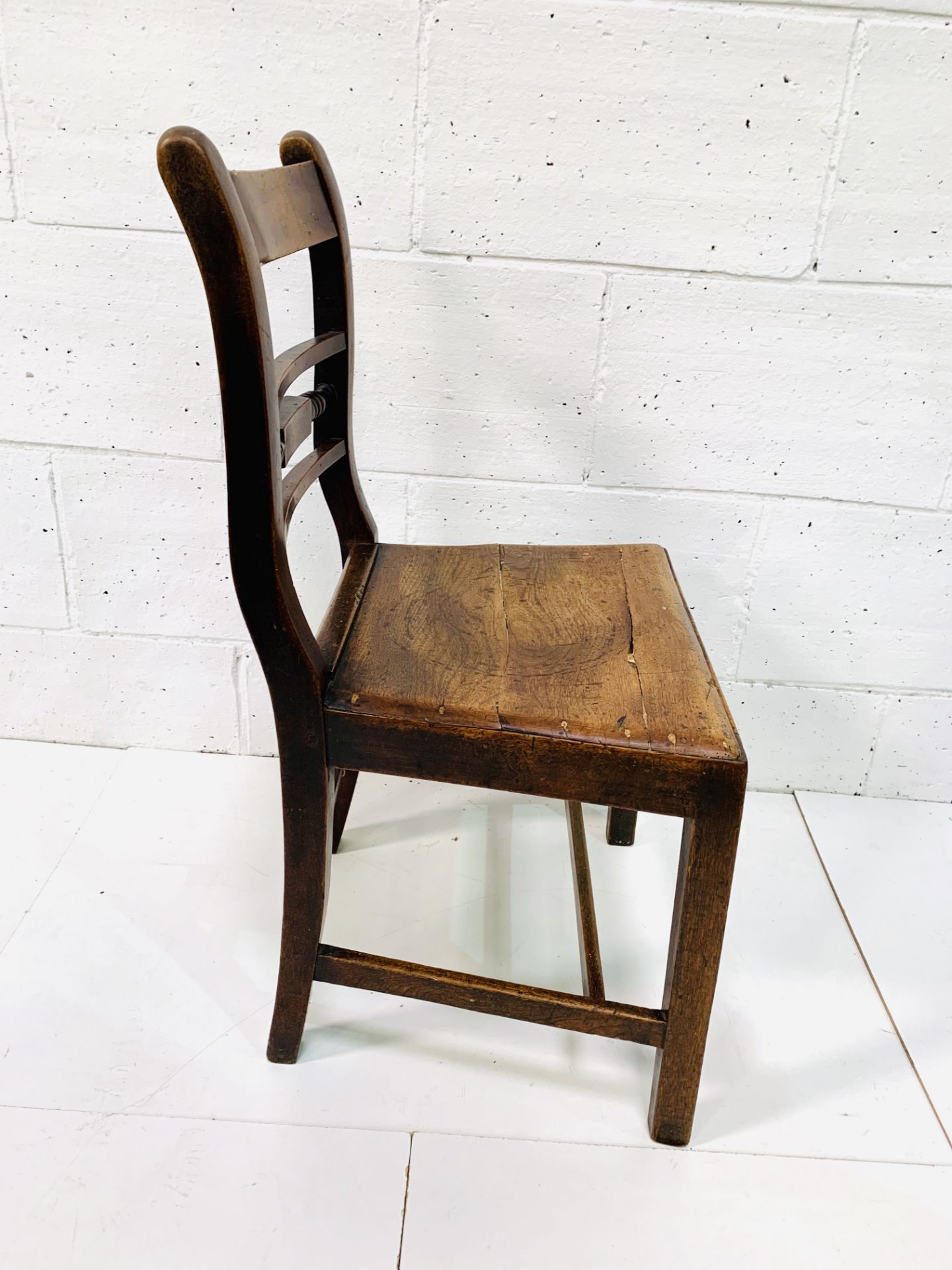 Oak and elm ladder back hall chair. - Image 3 of 5