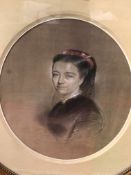 Pastel portrait of Annette Hoare, signed Beguin, 1869, label on reverse, in original gilt oval frame