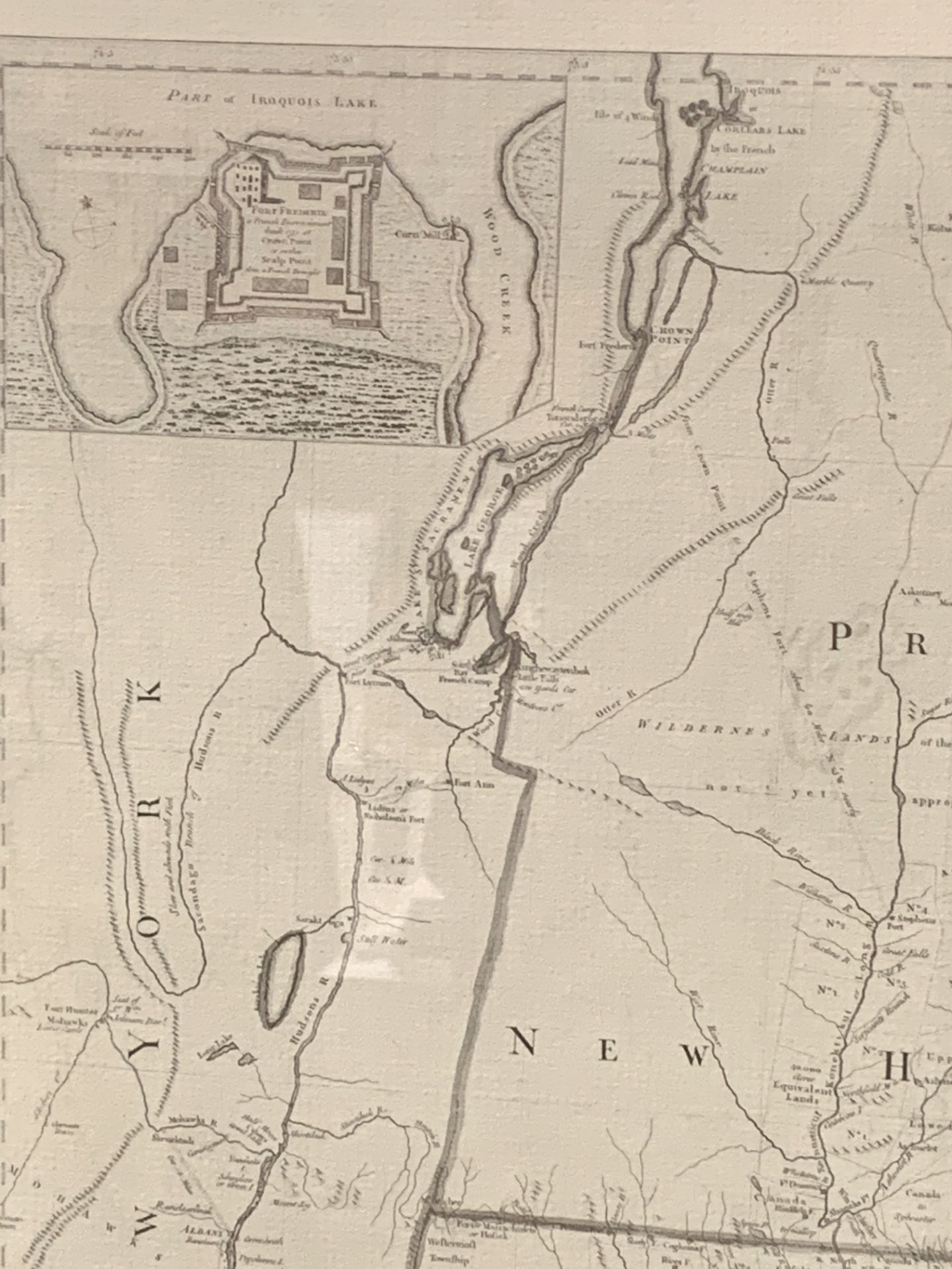 Framed and glazed print of a map of parts of New England dated 1765. - Image 2 of 3