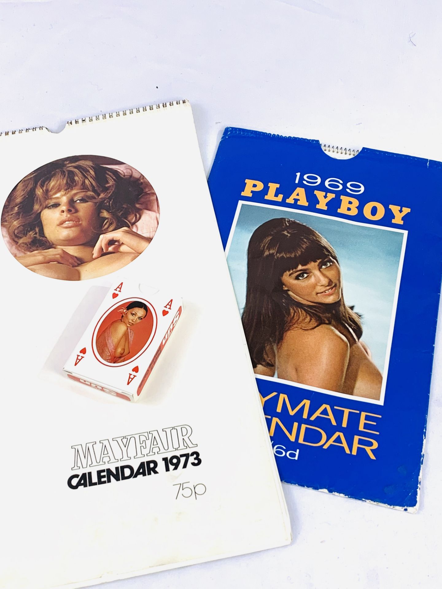 'Mayfair' 1973 calendar; pack of unused Sun Page 3 playing cards; 1969 'Playboy' calendar. - Image 2 of 2
