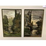 Matched pair of landscape watercolours in dual mount gilt frame signed L’Antiniere, 1896