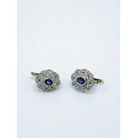 Pair of 750 white gold diamond and sapphire earrings