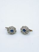 Pair of 750 white gold diamond and sapphire earrings