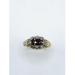 Victorian gold, diamond and red stone ring, size Q1/2