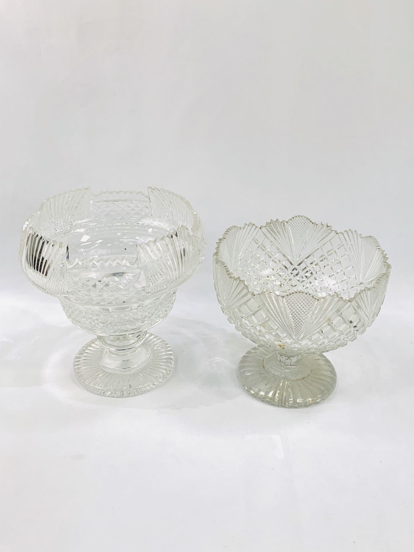 Two cut glass fruit bowls.