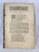 Comedies (text in Latin), Plautus, 1576, published in Paris by Jean Mace.