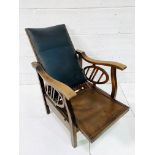 Edwardian mahogany reclinable open arm chair.