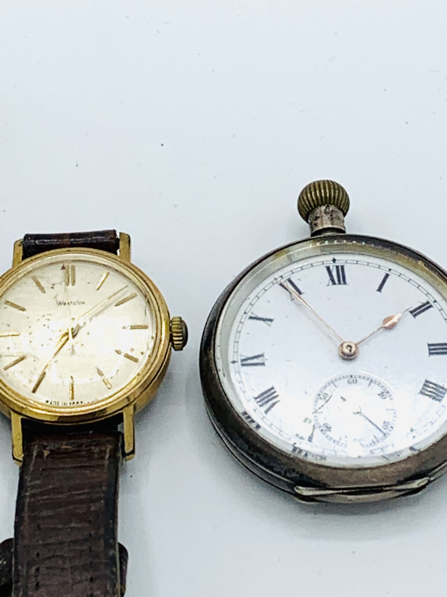 3 men's wrist watches and a 925 silver case pocket watch, not going - Image 3 of 3