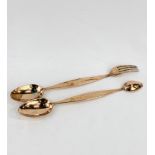 Two copper Benham and Son's serving utensils, marked with a crown and initals RY.