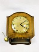 Art Deco “Manthe” chiming wall clock with glass drop dial