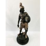 Late 19th Century tall bronzed warrior figure (Guerrier), by J. Garnier