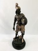 Late 19th Century tall bronzed warrior figure (Guerrier), by J. Garnier