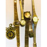 A collection of ladies manual wrist watches, including Omego and Sekonda