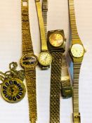 A collection of ladies manual wrist watches, including Omego and Sekonda