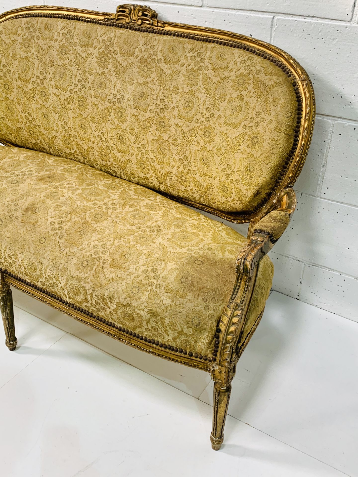 Regency gilt carved framed salon sofa. - Image 2 of 6