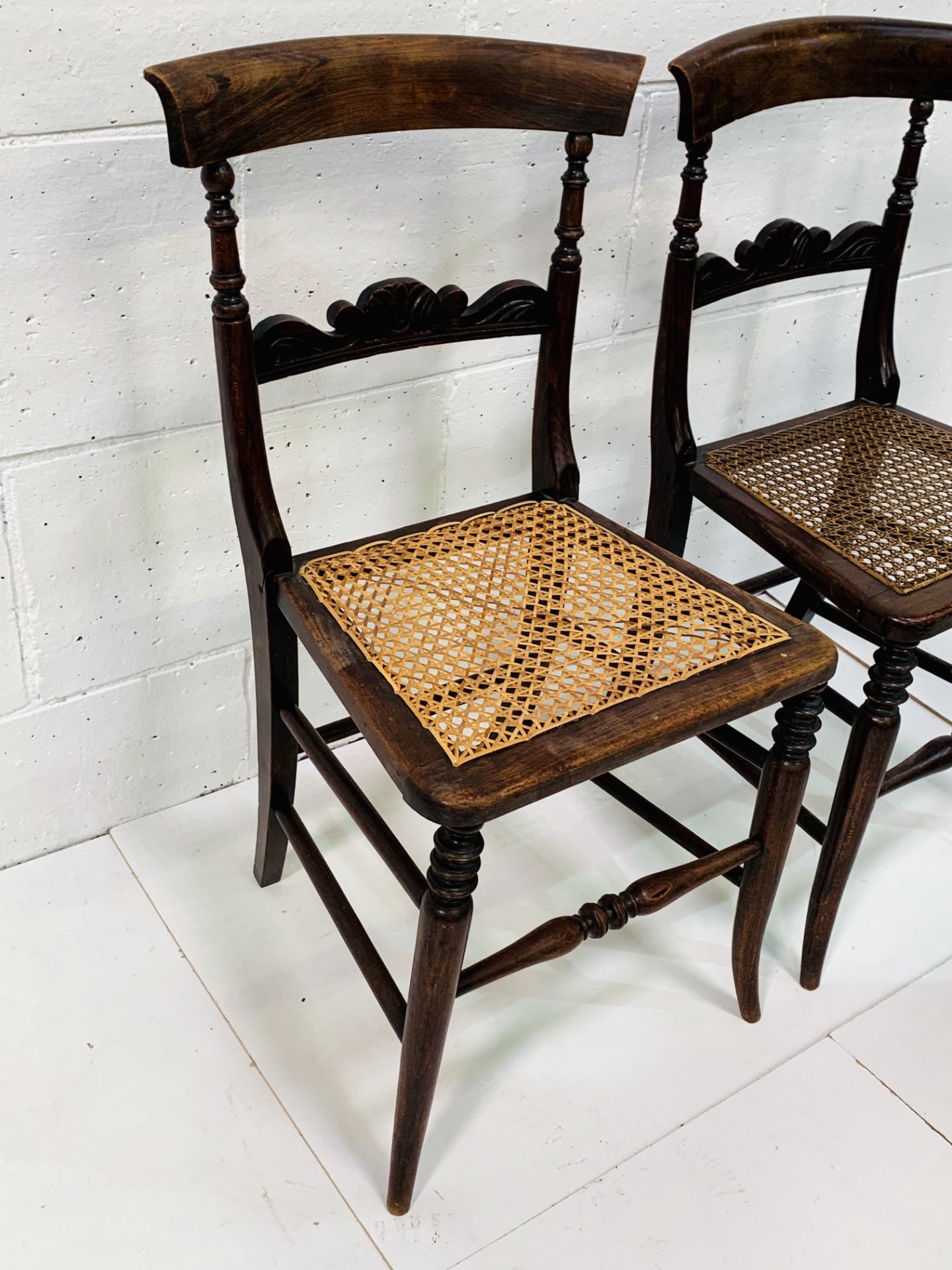 Two mahogany cane seat bedroom chairs. - Image 3 of 5