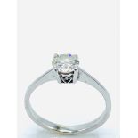 18ct white gold and solitaire diamond ring, approx. 0.55 carat. Size J