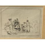 Framed and glazed engraving of a sketch by Rembrant, signed bottom right de Clautsin (?), 1799,