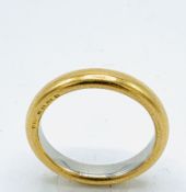 22ct gold and platinum band, size O1/2 to P