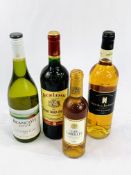 Nine assorted bottles of wine; two red and seven white, incl. sauternes pudding wine.
