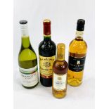 Nine assorted bottles of wine; two red and seven white, incl. sauternes pudding wine.