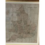 Framed and glazed jigsaw map of England and Wales, showing all the counties.