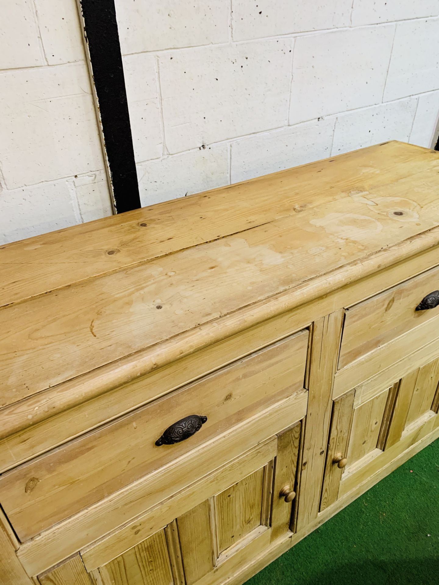 Antique pine sideboard with two drawers over two cupboards. - Image 5 of 5