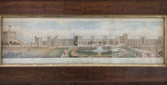 Mahogany framed and glazed Victorian print of the Garden at Windsor Castle.