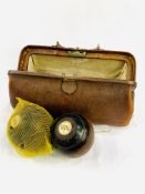 Leather case containing four rosewood bowls