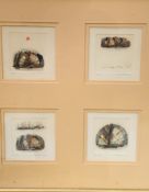 Framed and glazed four small oriental water colours of boats, signed.