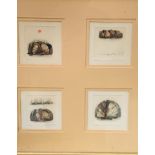 Framed and glazed four small oriental water colours of boats, signed.