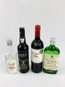 Blandy's 5 year reserved Madeira wine; Cabernet Sauvignon 2017; Gordon's Special Dry Gin; Vodka