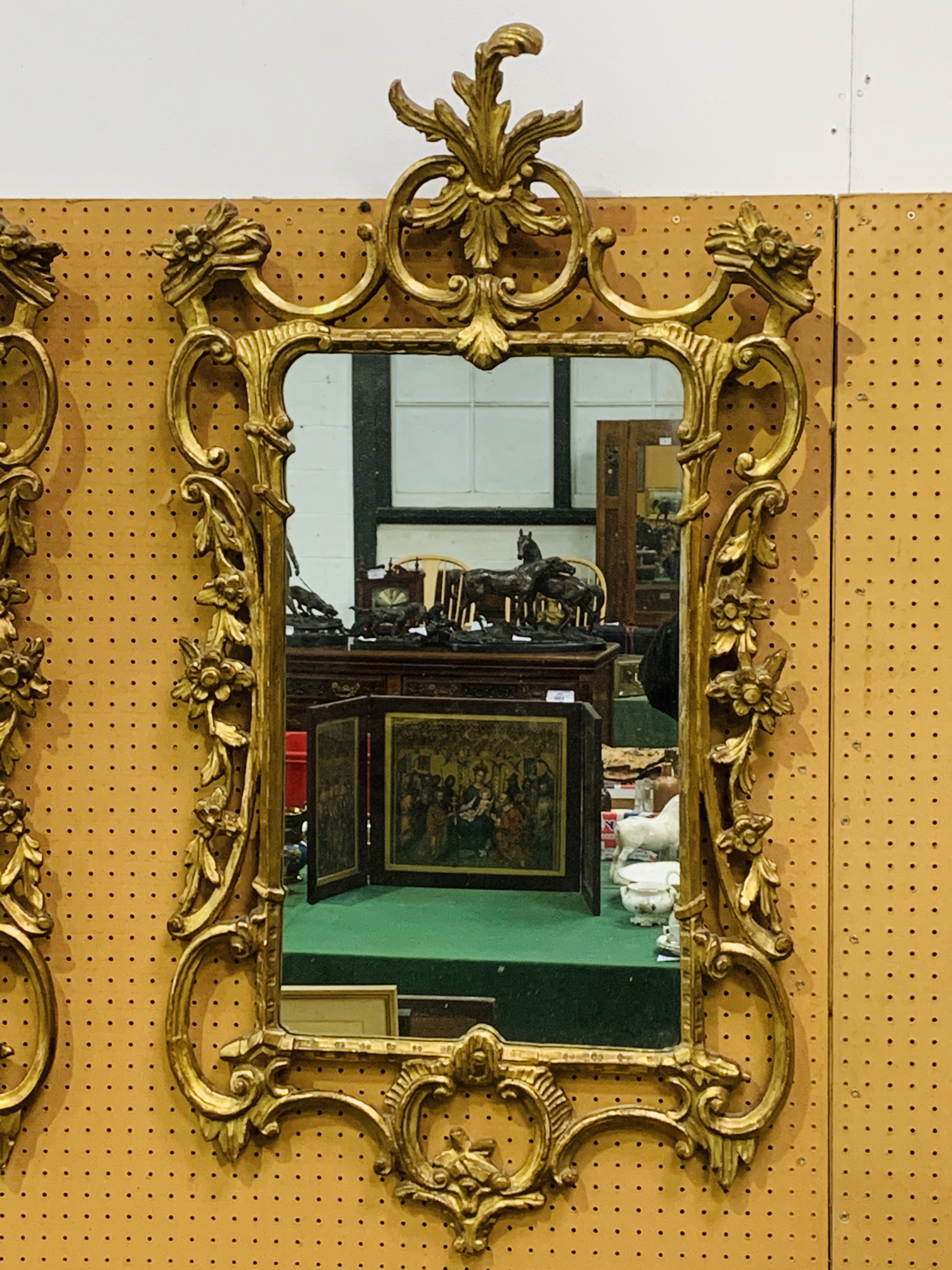 Two Georgian wall mirrors with ornately carved gilt plaster frames - Image 2 of 4