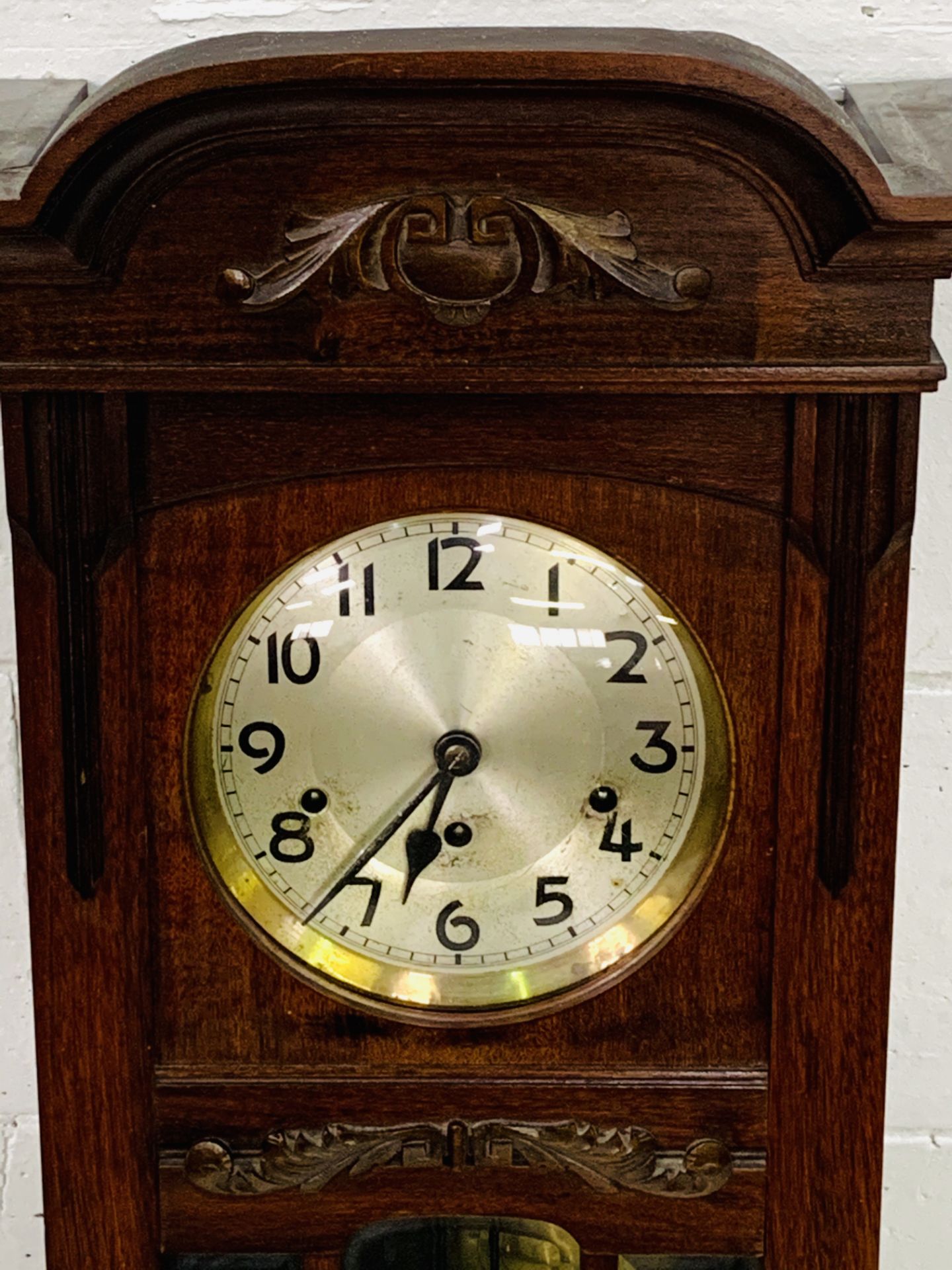 Mahogany case pendulum wall clock, going. - Image 2 of 2