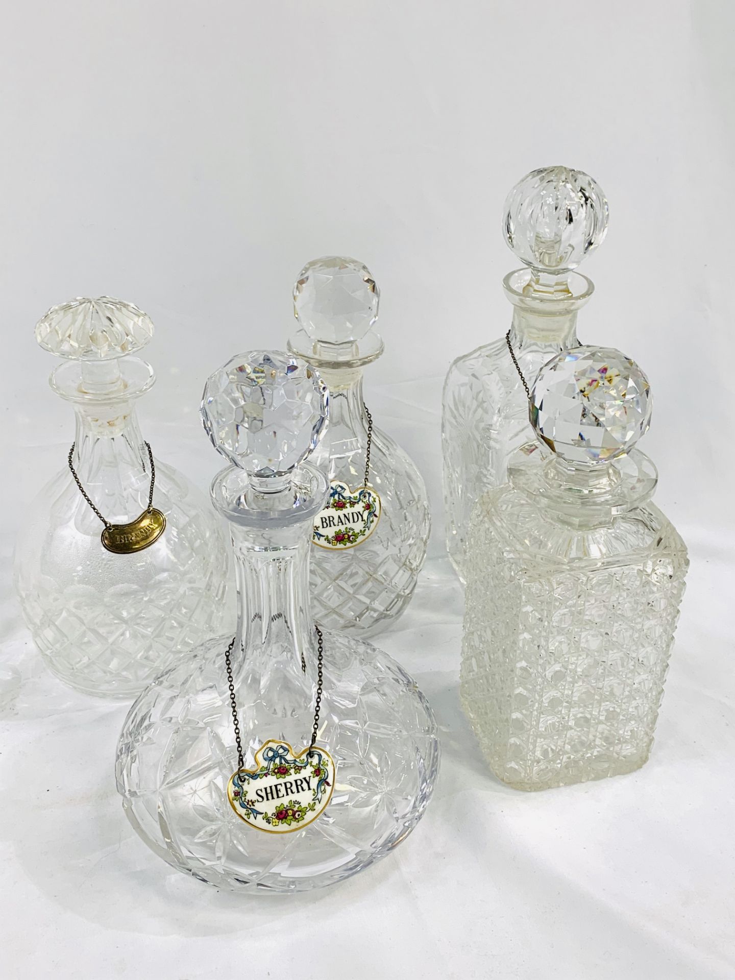 Five cut glass decanters. - Image 2 of 2