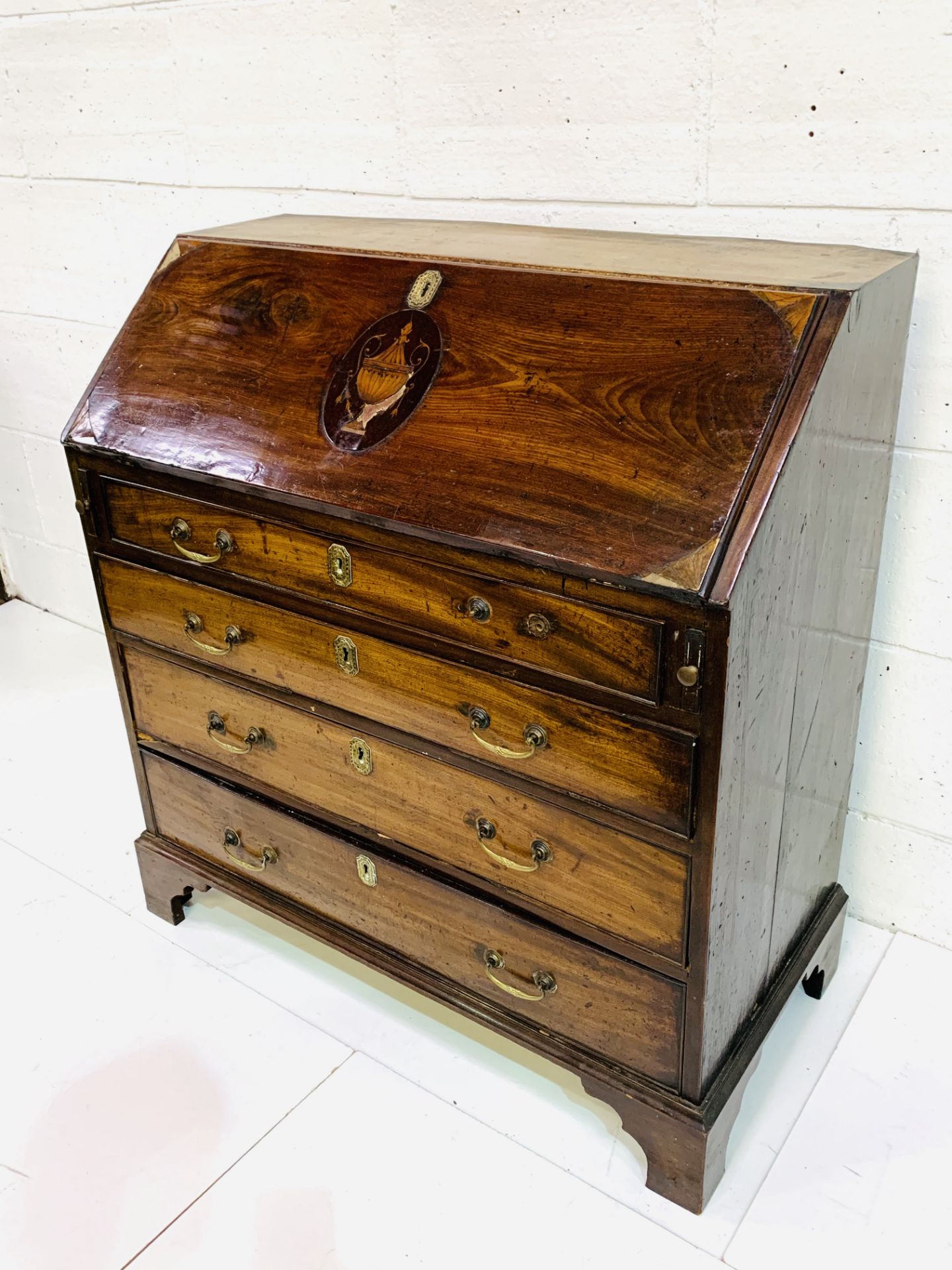 Georgian mahogany bureau with inlay to front. - Bild 2 aus 7