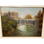 Oil on board, “Trinity Bridge" at Cambridge, signed Astles