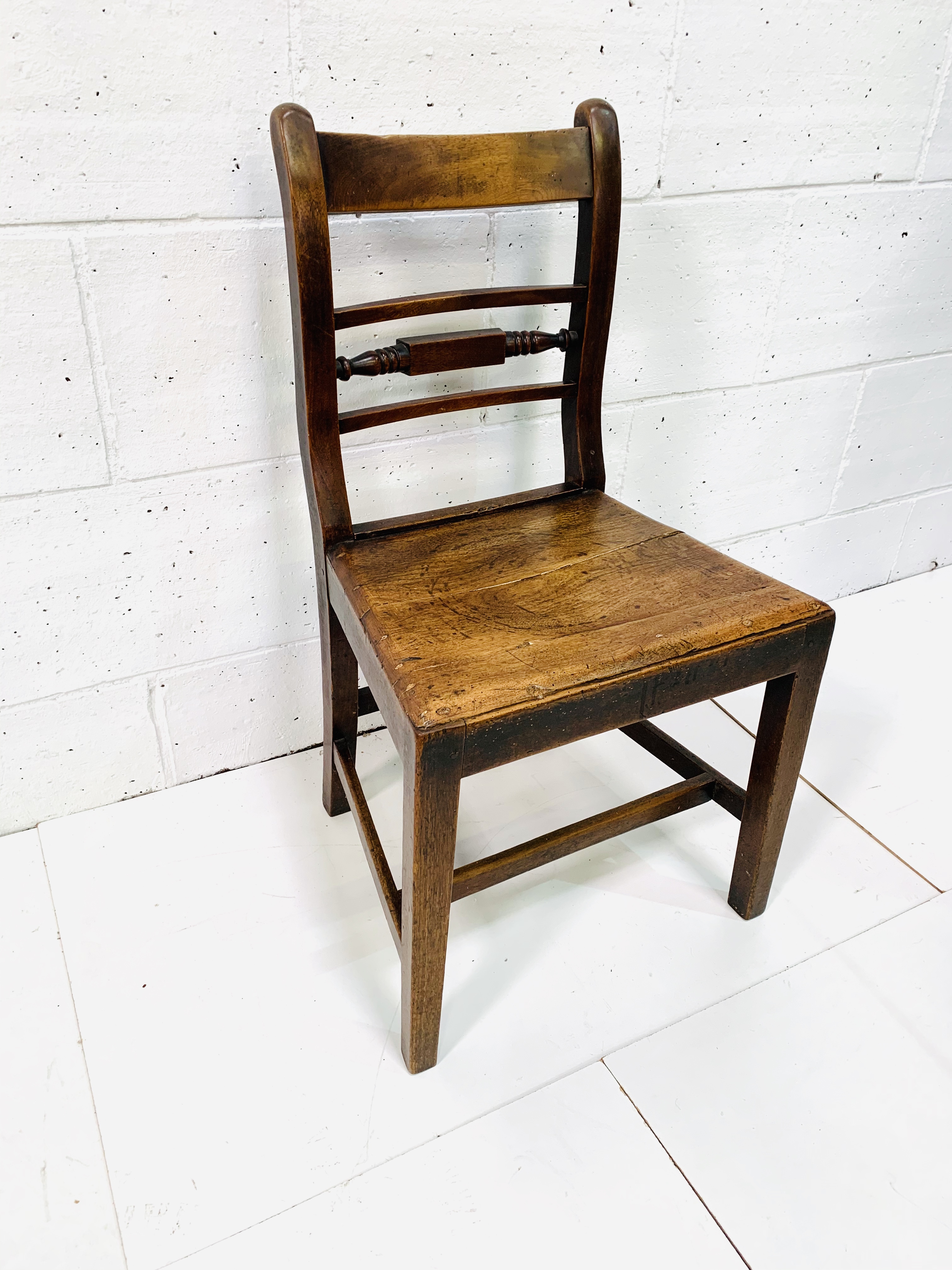 Oak and elm ladder back hall chair. - Image 2 of 5
