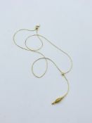 Yellow gold Lariat style necklace 3.2g in box