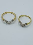 2 x 18ct V shape diamond rings, 5.2gms