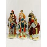 Collection of 9 Alfretto Porcelain Kings and Queens figurines, 24 cms tall