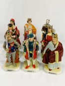 Collection of 9 Alfretto Porcelain Kings and Queens figurines, 24 cms tall