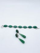 Jade bracelet and earrings.