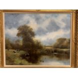 Gilt framed oil on canvas "Tranquility", signed Thomas Midwood