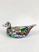 Murano Millefiori silver headed duck