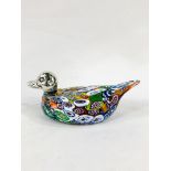 Murano Millefiori silver headed duck