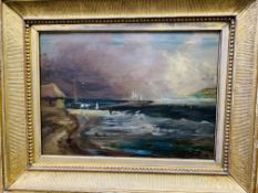 Two gilt framed oil on canvases, one signed S Bough