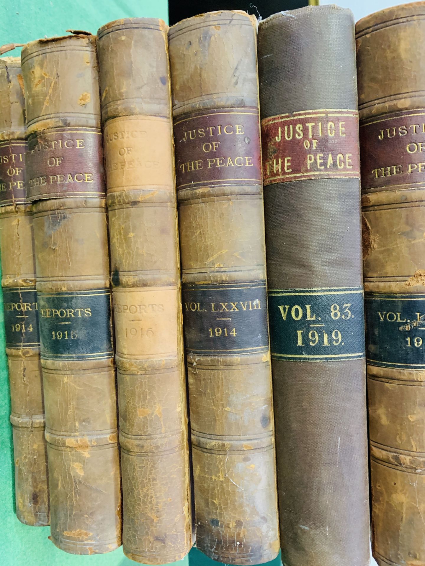 Seven leather bound volumes of Justice of the Peace Reports, 1914 to 1916 & 1919 - Image 2 of 2