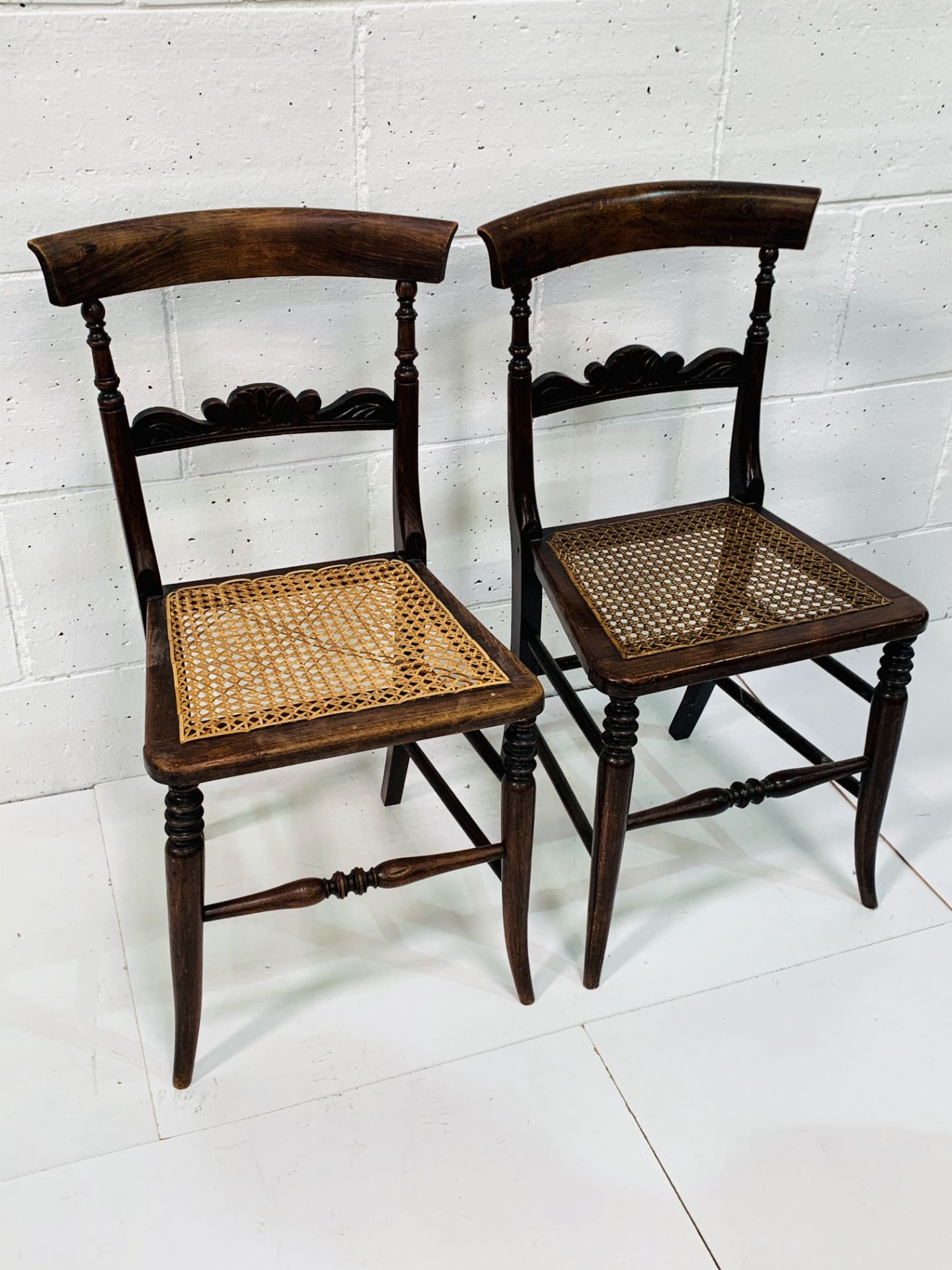 Two mahogany cane seat bedroom chairs. - Image 2 of 5