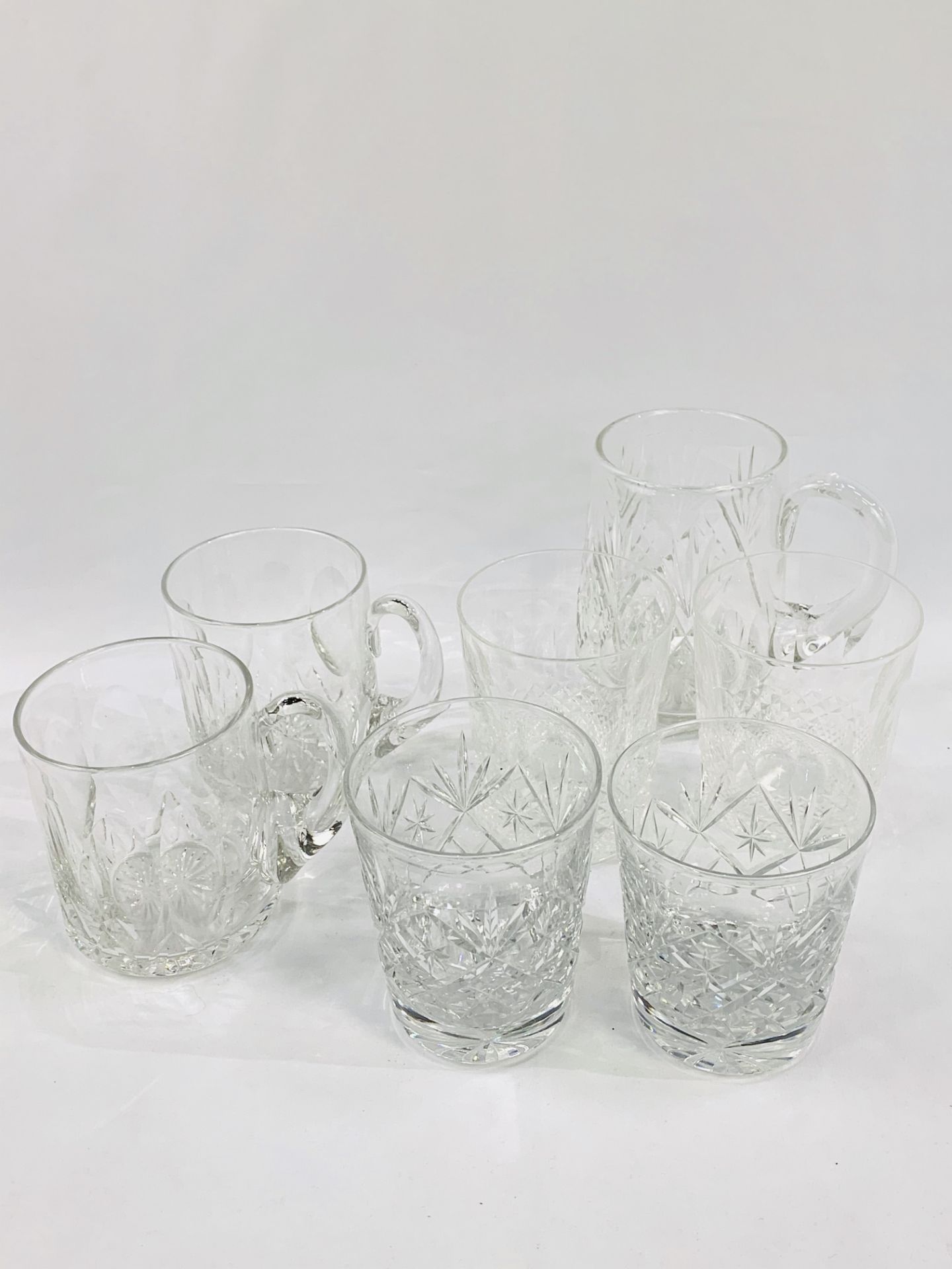 Quantity of cut glass tumblers, three cut glass tankards and a jug. - Image 2 of 3